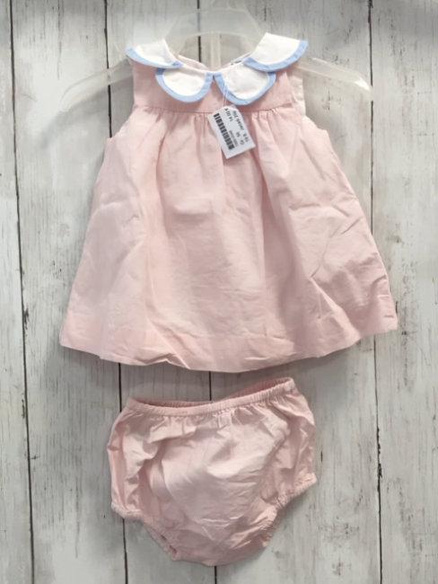 Jacadi 2tlg Kleid + Höschen Gr. 56  rosa weiß blauer Kragen + rosa