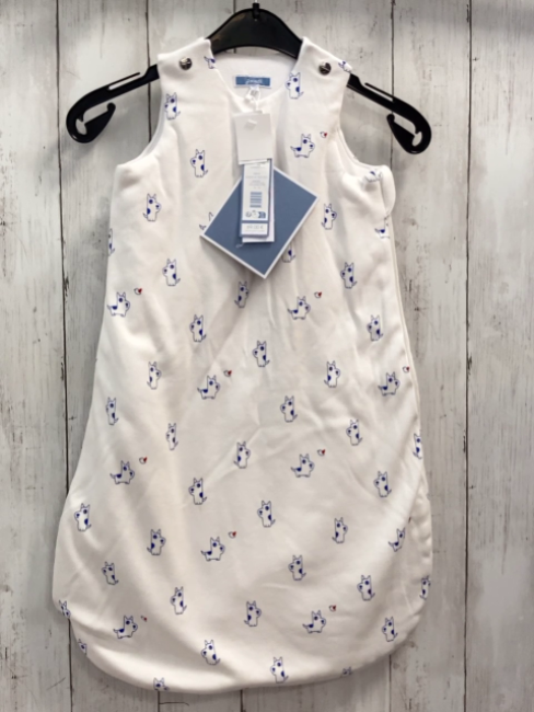 Jacadi neu Schlafsack Gr. 3 TOG  weiß blaue Hunde Vögel NP 69 €