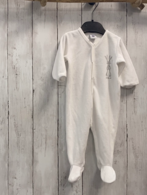 Petit Bateau  Schlafanzug  Gr. 68  weiß Nicky graue Hasen 