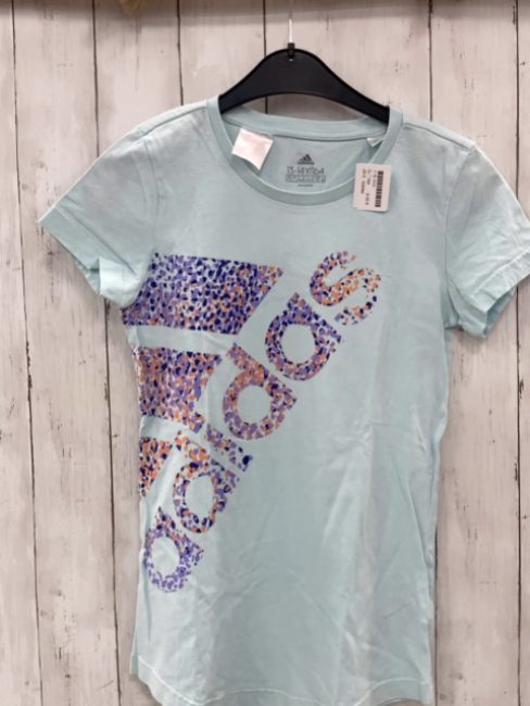 Adidas  T-Shirt  Gr. 164  mint  lila petrol orange bunte Schrift 