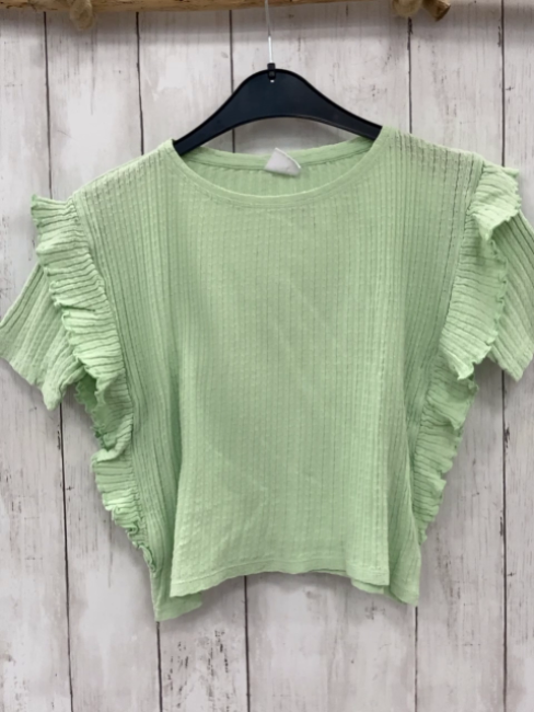 Zara  T-Shirt  Gr. 164  mint Struktur Rüschen 