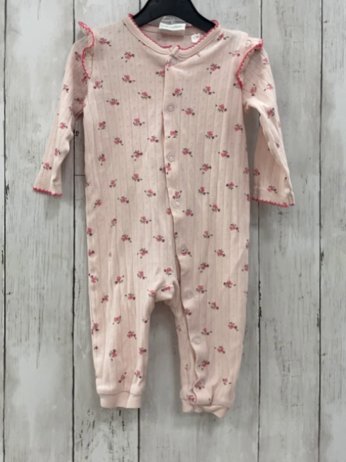 H&M  Schlafanzug  Gr. 68  rosa Streifen Lochmuster Blumen pink umhäkelt 