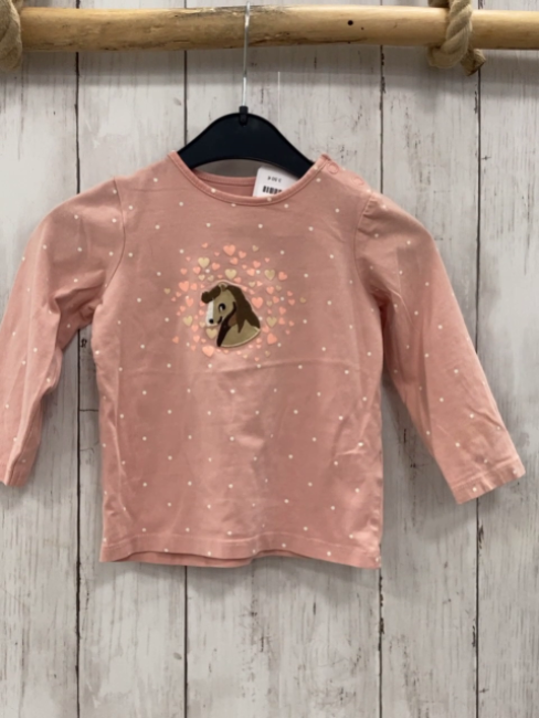   Langarmshirt  Gr. 80  rosa Pferdekopf weiße Punkte bunte Herzen 