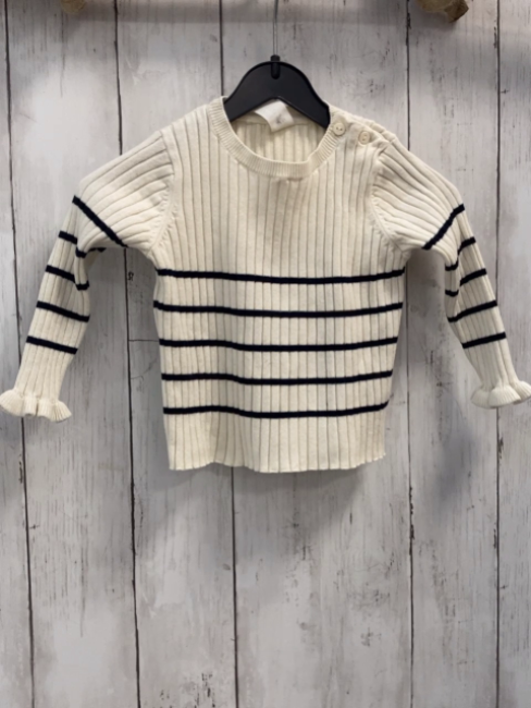 H&M  Pullover  Gr. 80  beige schwarze Streifen Rippen 