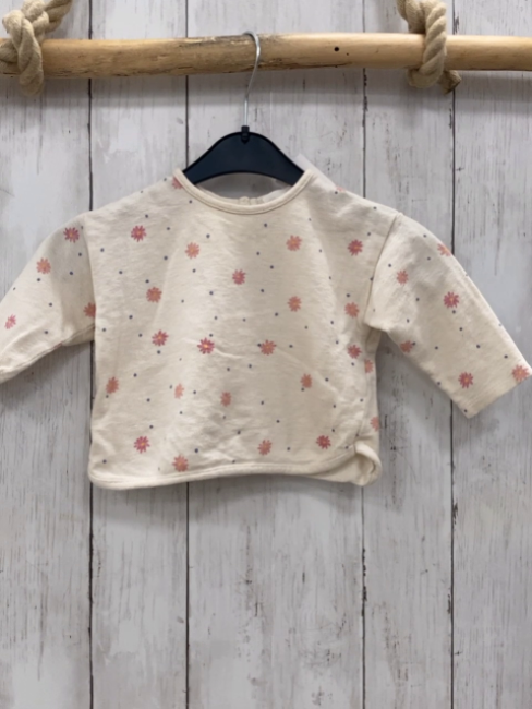 Zara  Pullover  Gr. 68  beige Blumen graue Punkte 