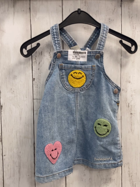 H&M Trägerrock Gr. 74  blau Jeans bunte Plüschbilder 